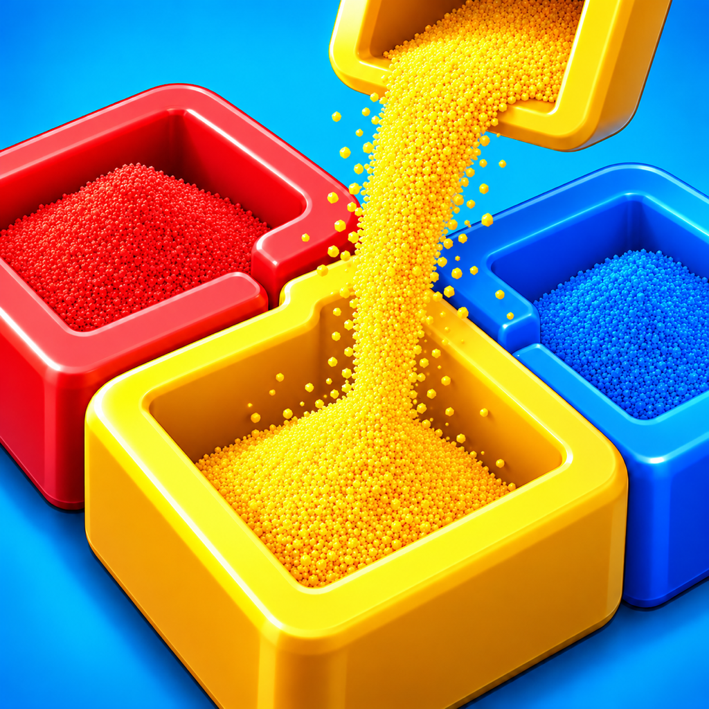 Sand Puzzle icon: colorful sand and puzzle containers